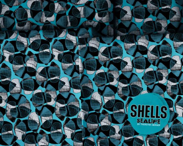 Dekodruck Shells Blau/Petrol by Thorsten Berger von Swafing